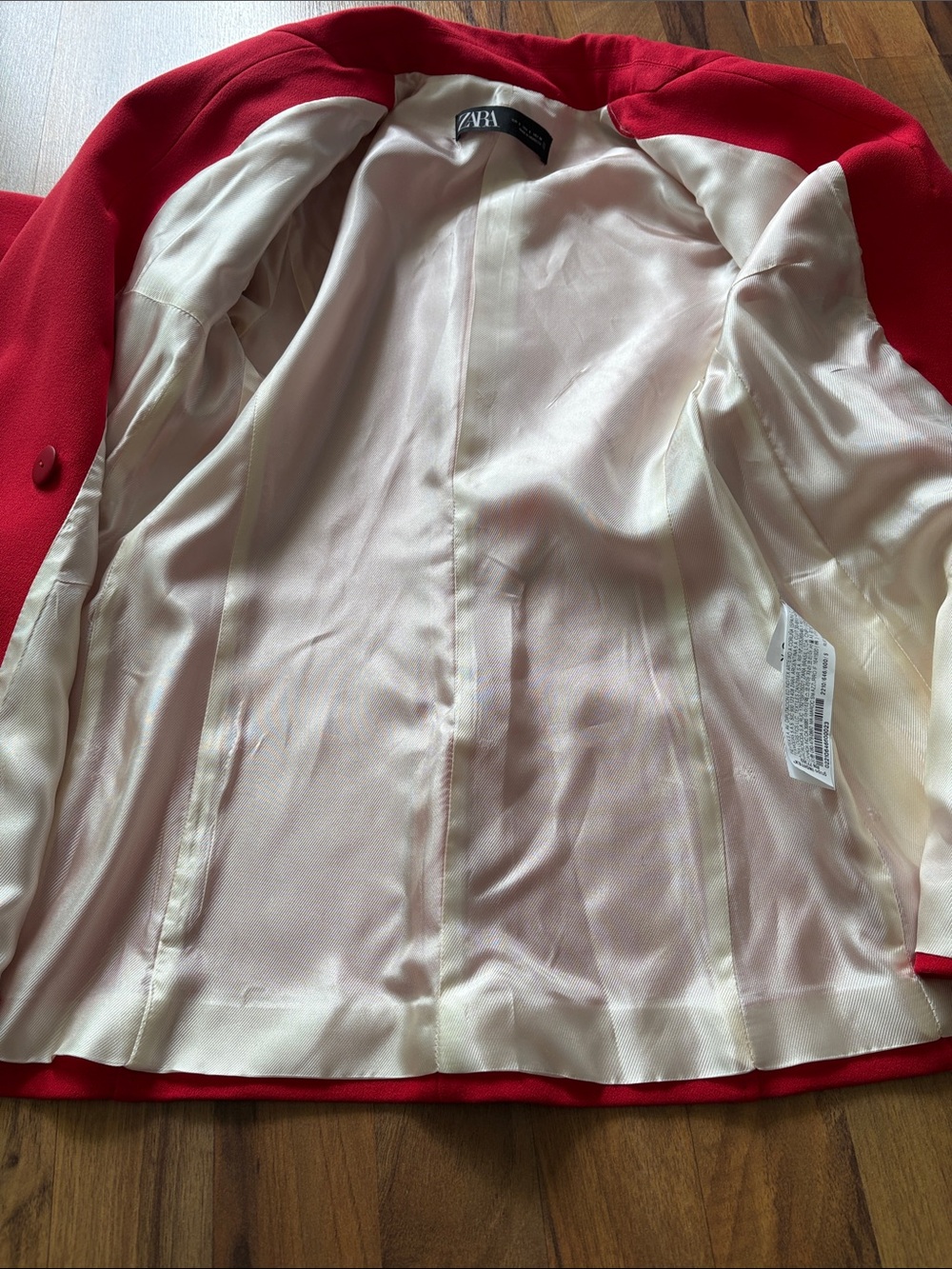 Zara Red Double-Breasted Blazer with Gold Buttons Size S NWT - Picture 11 of 12